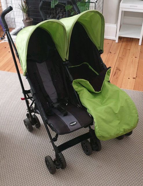 obaby apollo twin stroller with footmuffs